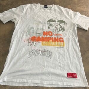 100 Thieves T-Shirt Mens XL White No Camping Graphic Streetwear 2020 Tee